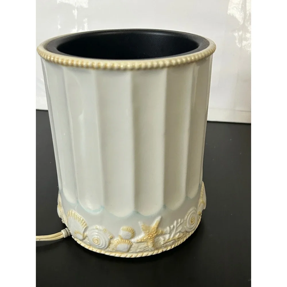 Electric Jar Warmer Sea Breeze Nautical Shells Ceramic Waxcessories 14886 White